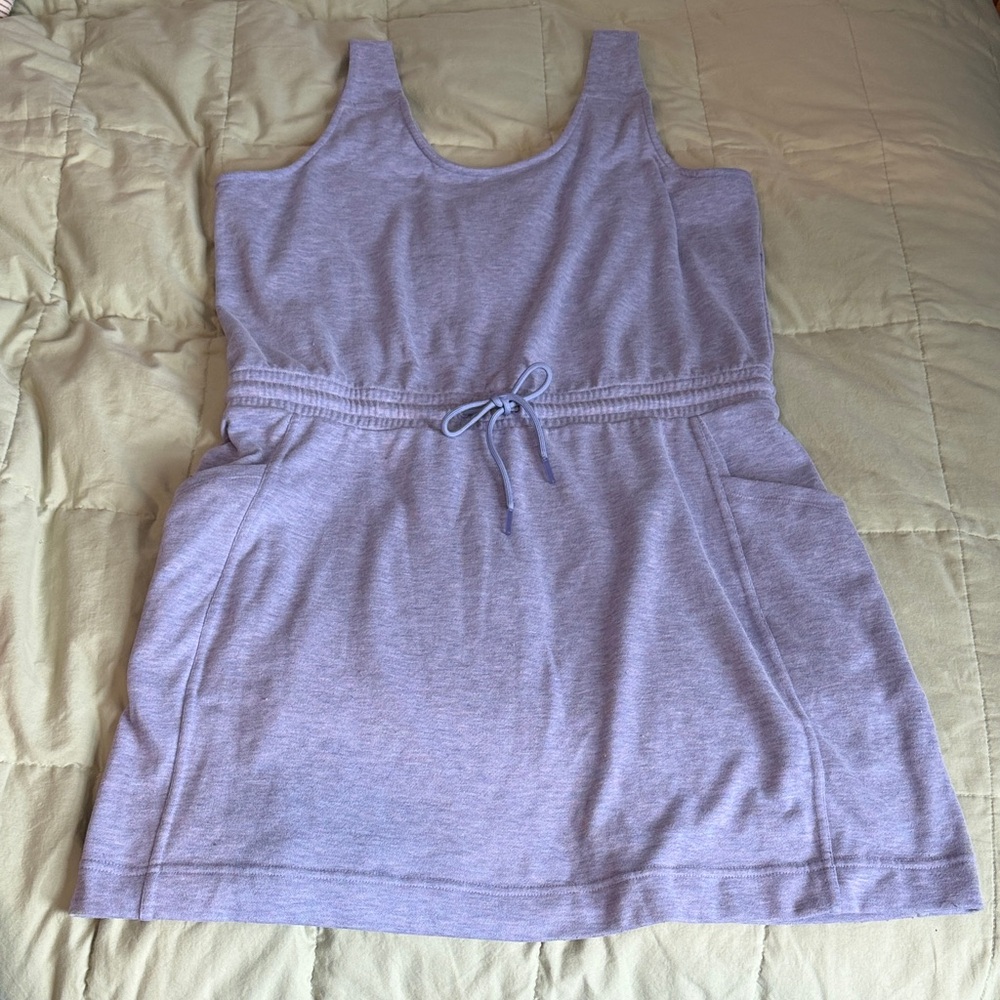 Casual Sleeveless Drawstring Tank Dress - Light Blue